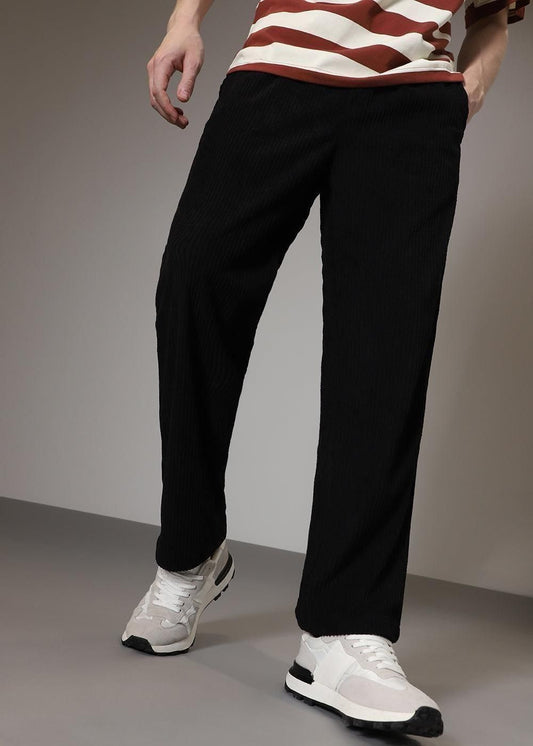 Men's Caudray Fabric Stylish Pants (Black, Pack of 1)